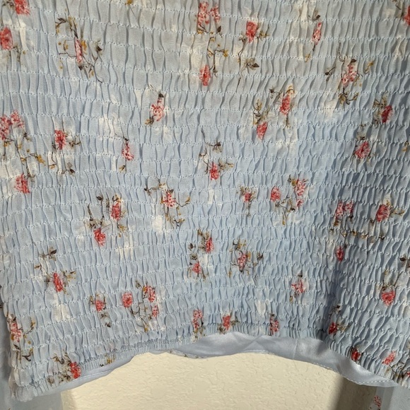 Windsor Sheer Crop Floral Blue Women's Blouse - Picture 8 of 8